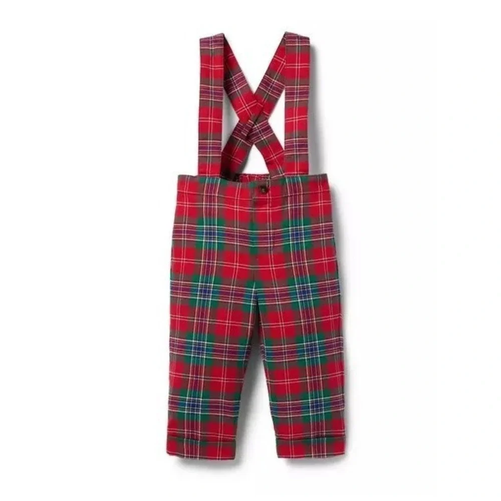 Janie and Jack Baby Tartan‎ Suspender Pant Size 6 to 12 Months